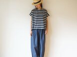 Linen cut-sew NAVY×WHITEの画像