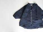 Linen button gather blouse 長袖 120sizeの画像