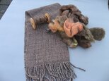 手織り 手紡ぎ 草木染めマフラー MUF122A メリノウール シルク 茶系 男女兼用 防寒 プレゼントの画像