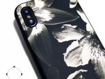 iphoneXSMAXケース / iphoneXSMAXカバー　レザーケースカバー（花柄×ブラック）ブラックフラワーの画像