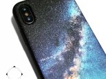 iphoneXSMAXケース / iphoneXSMAXカバー レザーケースカバー（天の川×ブラック）夜空 星柄 XsMAXの画像