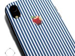 iphoneXRケース / iphoneXRカバー レザーケースカバー（ロンドンストライプ）赤リンゴ / XRの画像