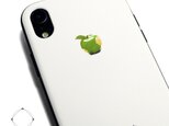 iphoneXRケース / iphoneXRカバー レザーケースカバー（オフホワイト）青リンゴ　シンプル　XRの画像