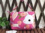 みひろ様ご予約品　もちて付スクエアーポーチ　うさぎ・ピンク