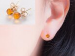 琥珀のシンプルひとつぶピアス〜14KGF