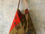 african fabric/velour bag(brown)の画像