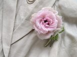 覚めたピンクの薔薇 * スイス製コットン * コサージュの画像