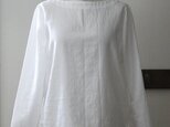長袖Tシャツ感覚で着られるブラウス　コットンリネン　オフホワイト（M）の画像