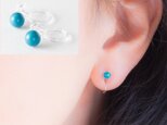 ターコイズのシンプルひとつぶイヤリング(ノンホールピアス)