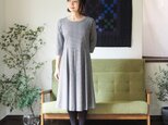 【受注制作】アーミッシュ風シンプルワンピース◇千鳥格子柄（白×黒） *ストレッチ生地*