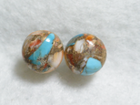 （1点もの）オイスターカッパーターコイズのスタッドピアス（10mm・チタンポスト）
