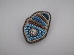 巻き貝　ビーズ刺繍ブローチ