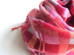 手織りカシミアストール・・ピンク×赤の画像