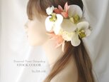 胡蝶蘭とオレンジリリーのヘッドドレス/ヘアアクセサリー＊結婚式・成人式・ウェディングドレスに