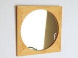 木製 鏡「四角に丸」ヒノキ材9　ミラーの画像