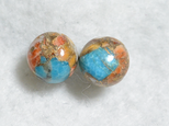 （1点もの）オイスターカッパーターコイズのスタッドピアス（10mm・チタンポスト）