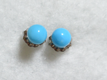 （１点もの）高品質・スリーピングビューティーターコイズのスタッドピアス（5mm・チタンポスト）