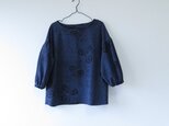 Ｓ様ご予約品＊アンティーク着物＊花柄手織り真綿紬のバルーンスリーブトップス（Ｌサイズ）