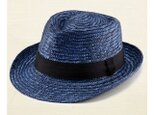 ノア 中折れ 麦わら帽子 ストローハット ブルー 57.5cm [UK-H005-M-BL]の画像