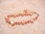 ピンク淡水パールのリズムブレスレット