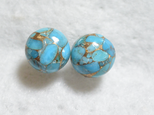 （1点もの）ブルーカッパーターコイズのスタッドピアス（10mm・チタンポスト）
