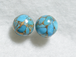 （1点もの）ブルーカッパーターコイズのスタッドピアス（10mm・チタンポスト）