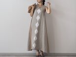 ブロックプリント/Aラインリネンロングワンピースの画像