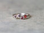 H様オーダー分＊天然石＊レッド＆ピンク　スピネル　4ベゼル　指輪＊9.5号　SV