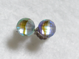 （１点もの）アバロンシェル＆水晶のスタッドピアス（6mm・チタンポスト）