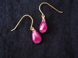 送料無料【K14gf】石ころピアス／Pink・ルビー