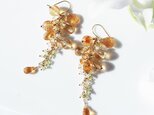 ☆14KGFシトリン・レモンクォーツとペリドットによるシャンデリアピアス ~黄花藤