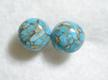 （1点もの）ブルーカッパーターコイズのスタッドピアス（10mm・チタンポスト）