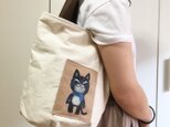 革ネコバケツトートバッグ２０１９【生成り黒猫】の画像