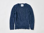 リネンニット mens/M 長袖プルオーバー（杢ネイビー）の画像