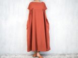 コットンボイルギャザーワンピース（テラコッタ）