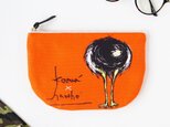 オリジナル!ダチョウのお尻半月型ポーチ・kazun'×harche'コラボ(オレンジ両面)