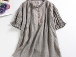 ★サンプルセール50％off★麻綿　着心地最高　フリル襟　シャツ　トップス 　グレー