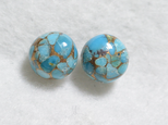 （1点もの）ブルーカッパーターコイズのスタッドピアス（10mm・チタンポスト）
