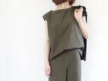 ちょい袖コットンセットアップ＜カーキ＞