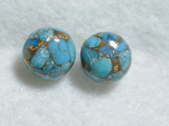 （1点もの）ブルーカッパーターコイズのスタッドピアス（10mm・チタンポスト）