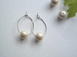 一粒コットンパール♪しずく型ループピアス