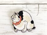 手刺繍浮世絵ブローチ＊歌川国芳「鼠よけの猫」の画像