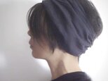 ターバンなヘアバンド　リネンネイビー　送料無料の画像