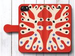 【アンリ マティス 赤の背景に白の海藻】スマホケース手帳型 全機種 対応 絵画 人気 プレゼント iPhoneXRの画像
