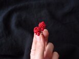 【天然石の刺繍イヤリング】red coral drop mix