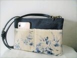 リネンプリント&ネイビー帆布サコッシュの画像