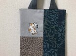 浮世絵刺繍バッグ＊河鍋暁斎「月夜に鼠を捕らえた猫」の画像