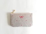 dot coin-purse (linen × red)の画像