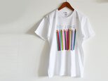 新作！おとな用 ”色えんぴつ” Tシャツ　メンズサイズ ホワイト おそろいコーデでおでかけ♪　の画像