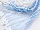 さらふわ涼やかシルク*薄藍色×空色×白色*オーガンジーストールの画像